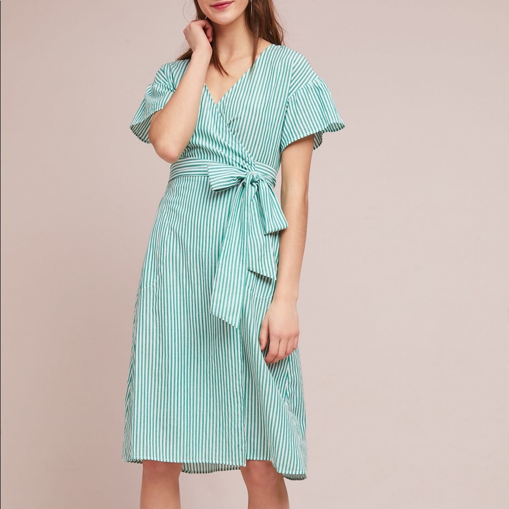 Anthropologie Wilkes Striped Wrap Dress